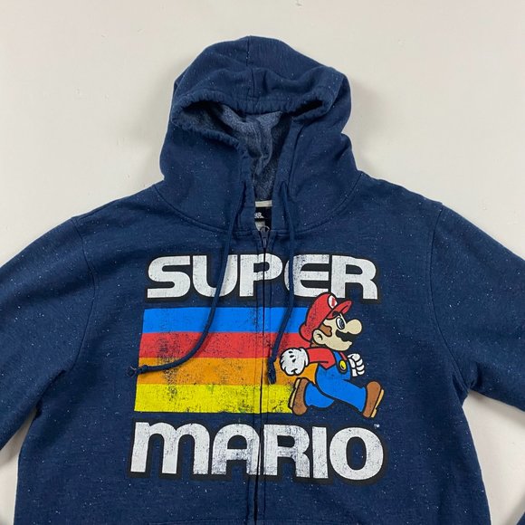 Super Mario 2016 Hoodie Adult Medium Nintendo Fifth Sun Blue Cotton Polyester - Picture 2 of 9